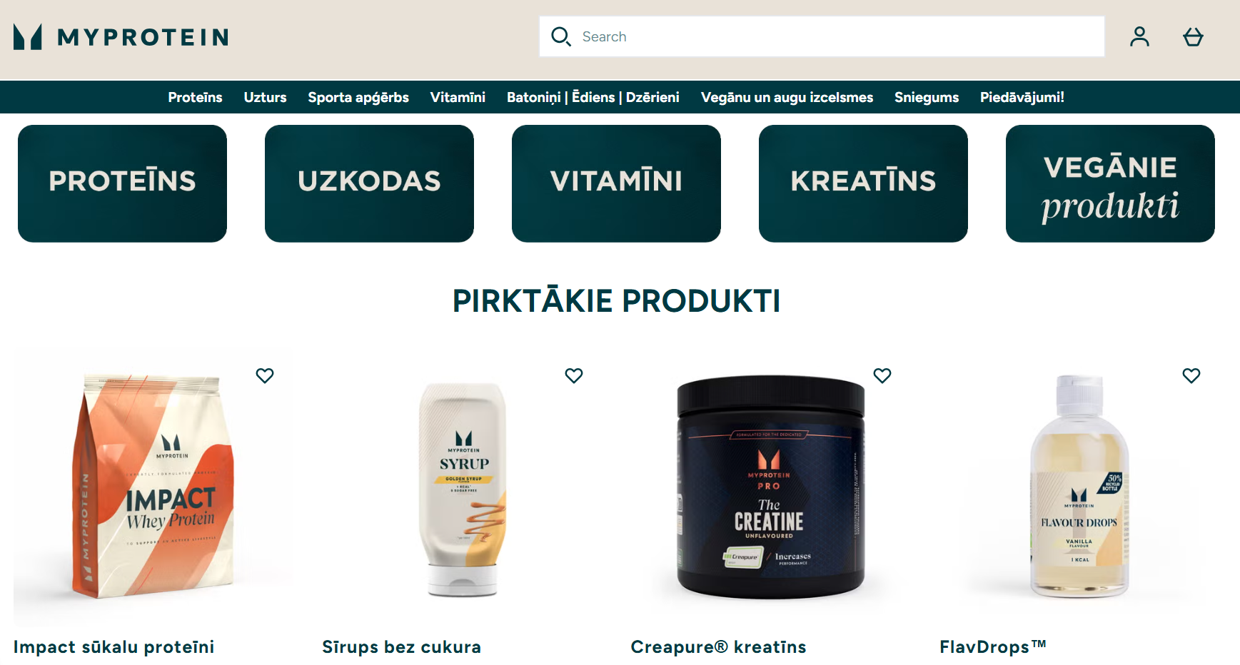 Myprotein-mājaslapa