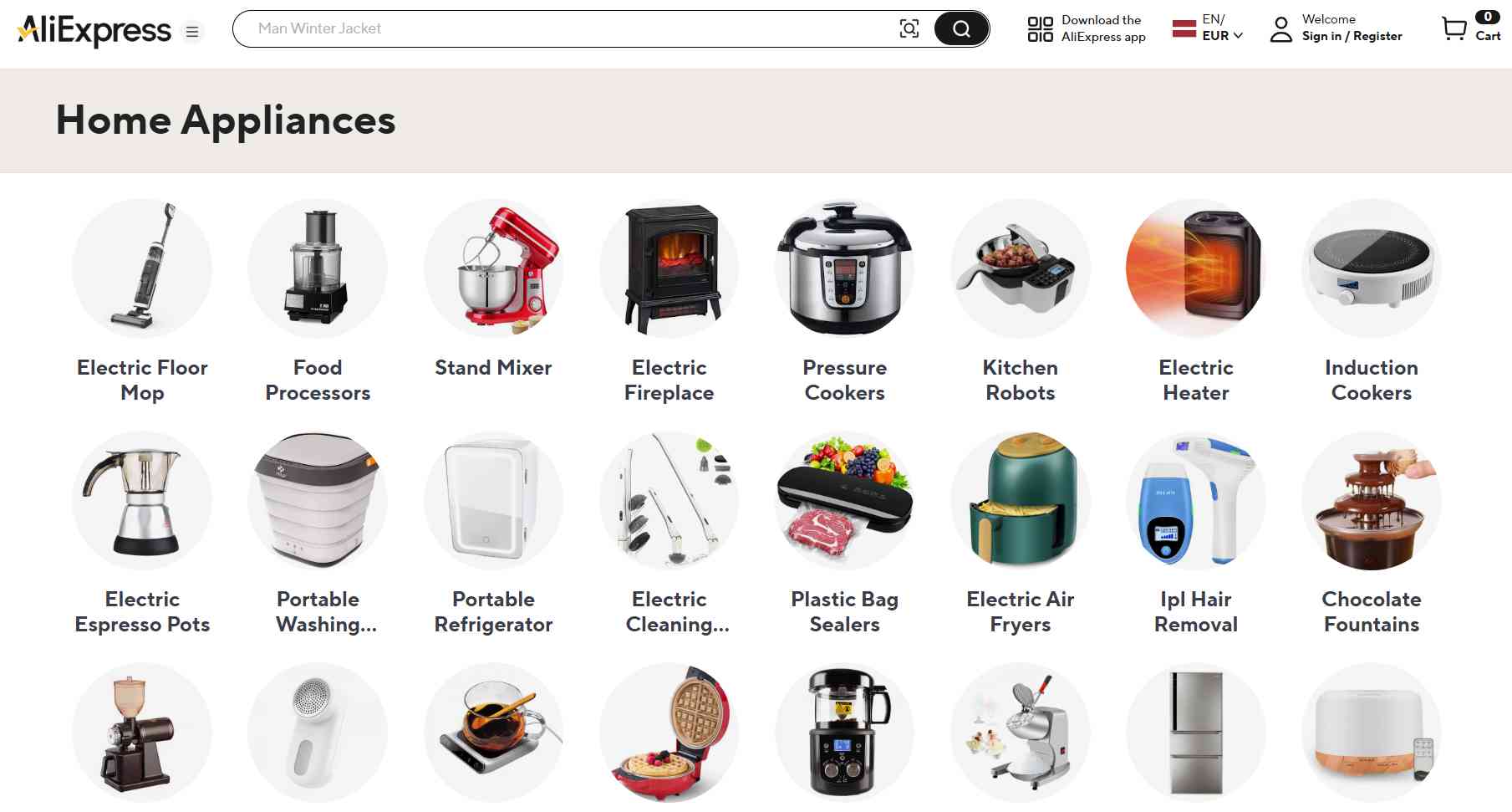 Aliexpress-mājaslapa