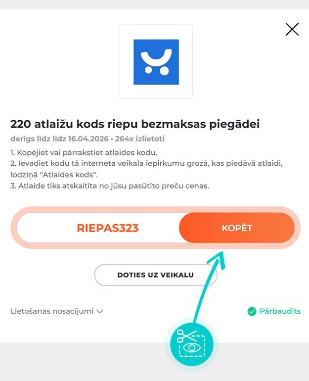Kā nokopēt atlaides kodu 220